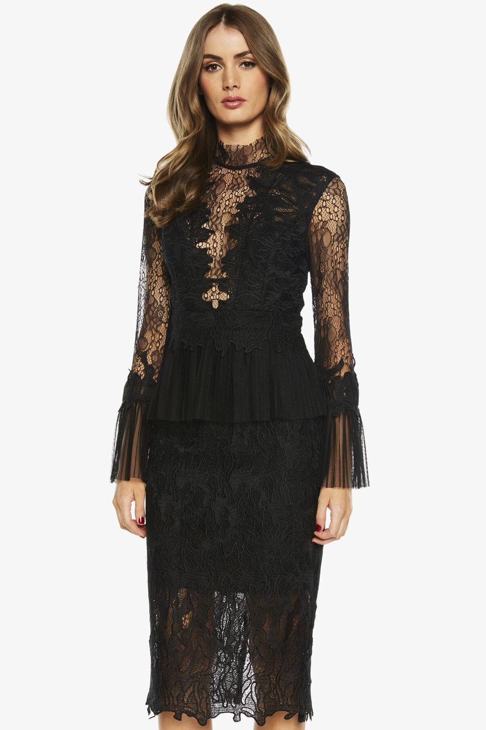 Frankie Lace Dress in Black | Bardot